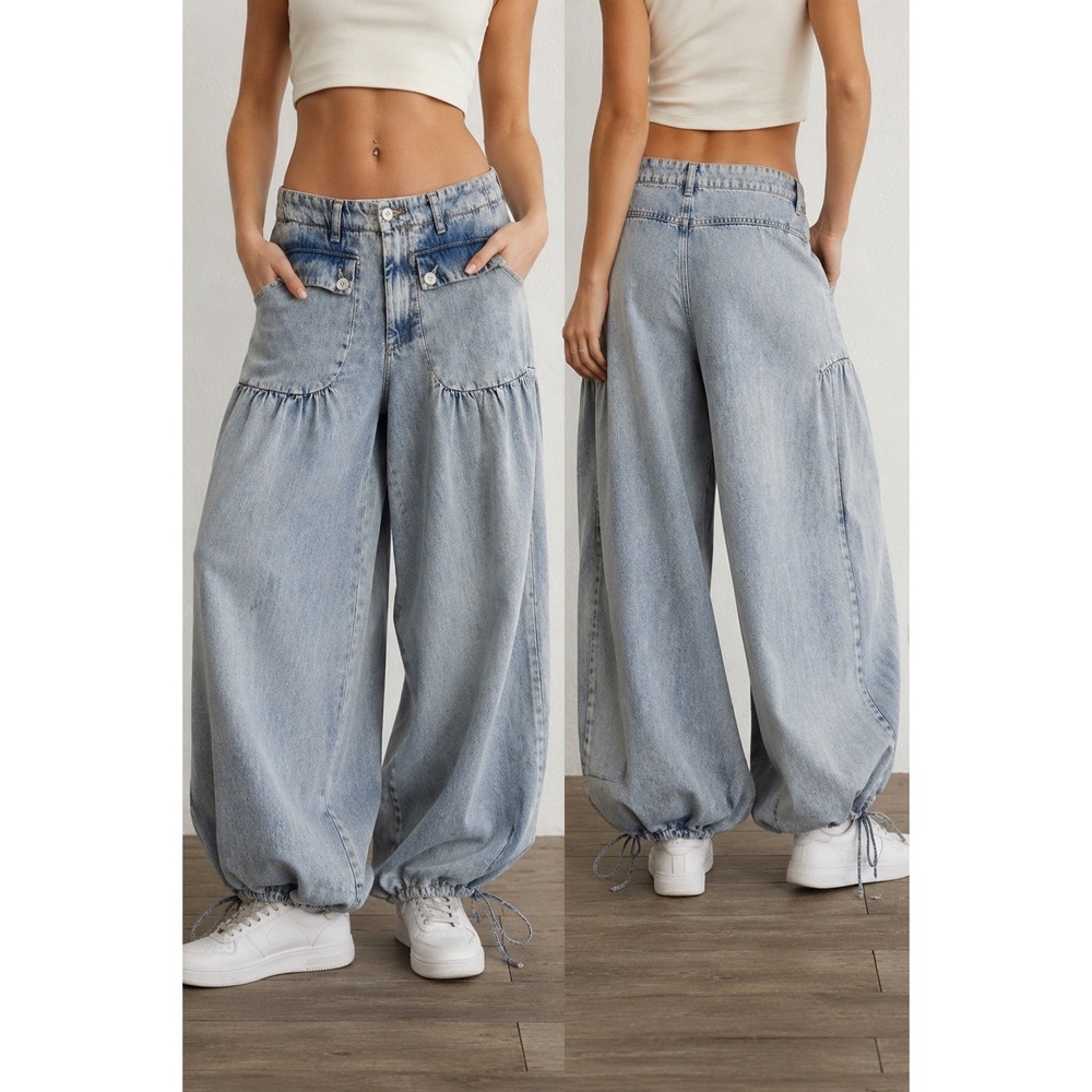 We The Free Free People Women's Wide Leg Jeans Size 25 Light Wash - Picture 3 of 16